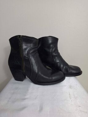 Born Rustic Black Leather Ankle Booties